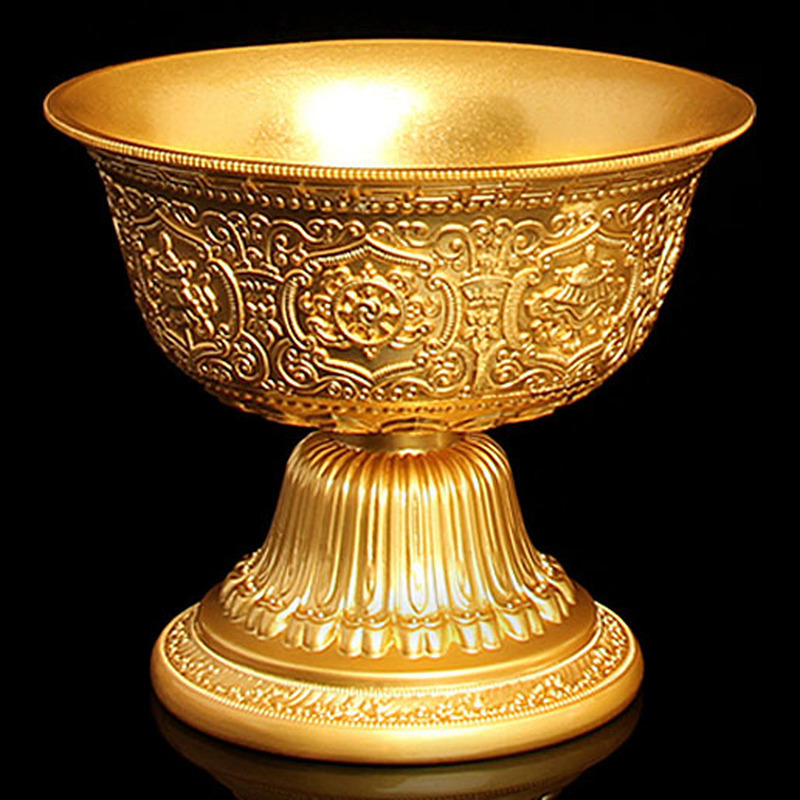 1pc 8cm Gilt Auspicious Eight Offering Cup Dharma Protector Cup Buddhist Supplie