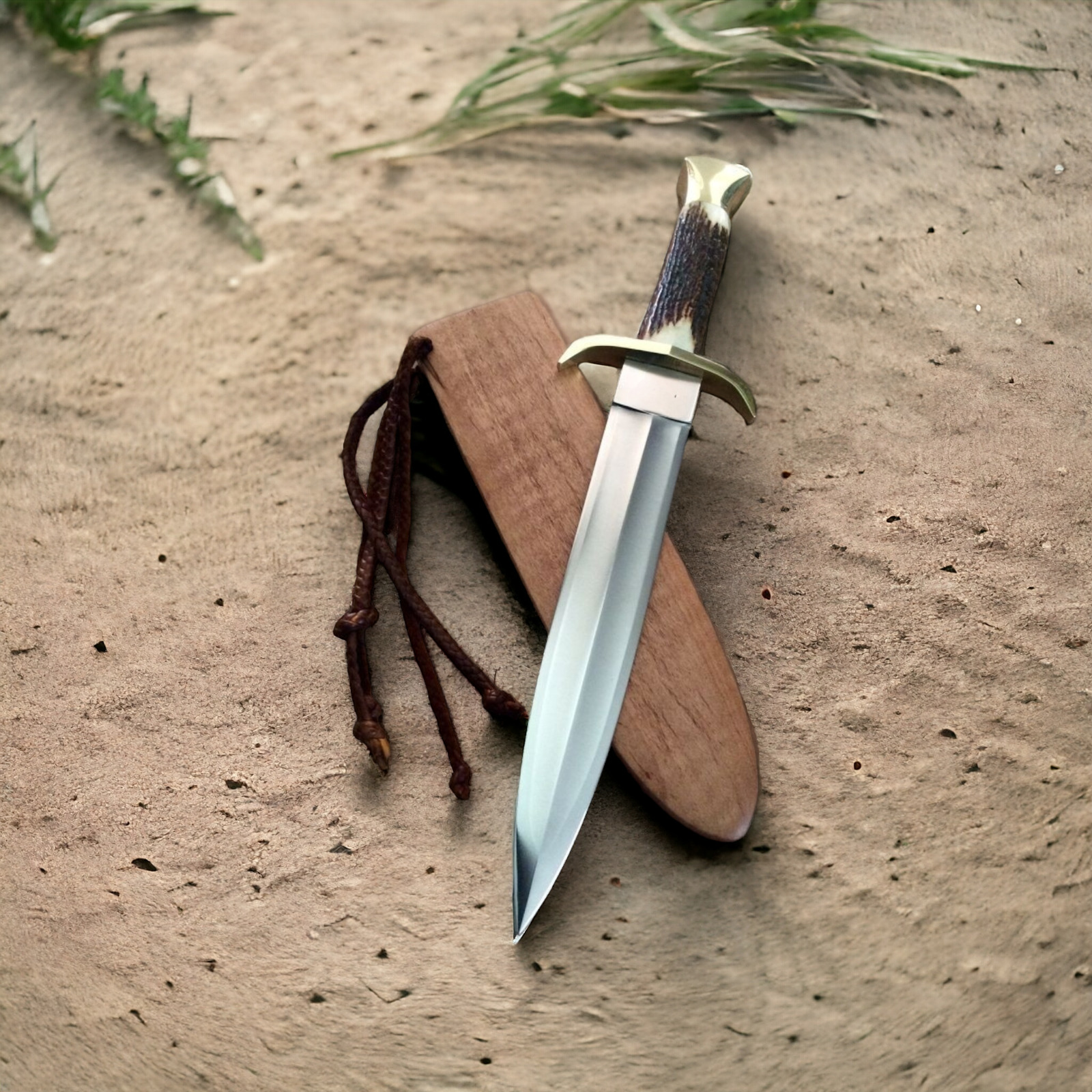 F.S Trooper fighting knife combat boot dagger natural antler handle - gift knife