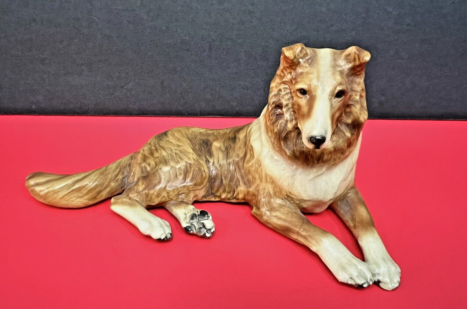 Vintage Mortens Studio Royal Design Large Reclining Sable Collie Dog Figurine