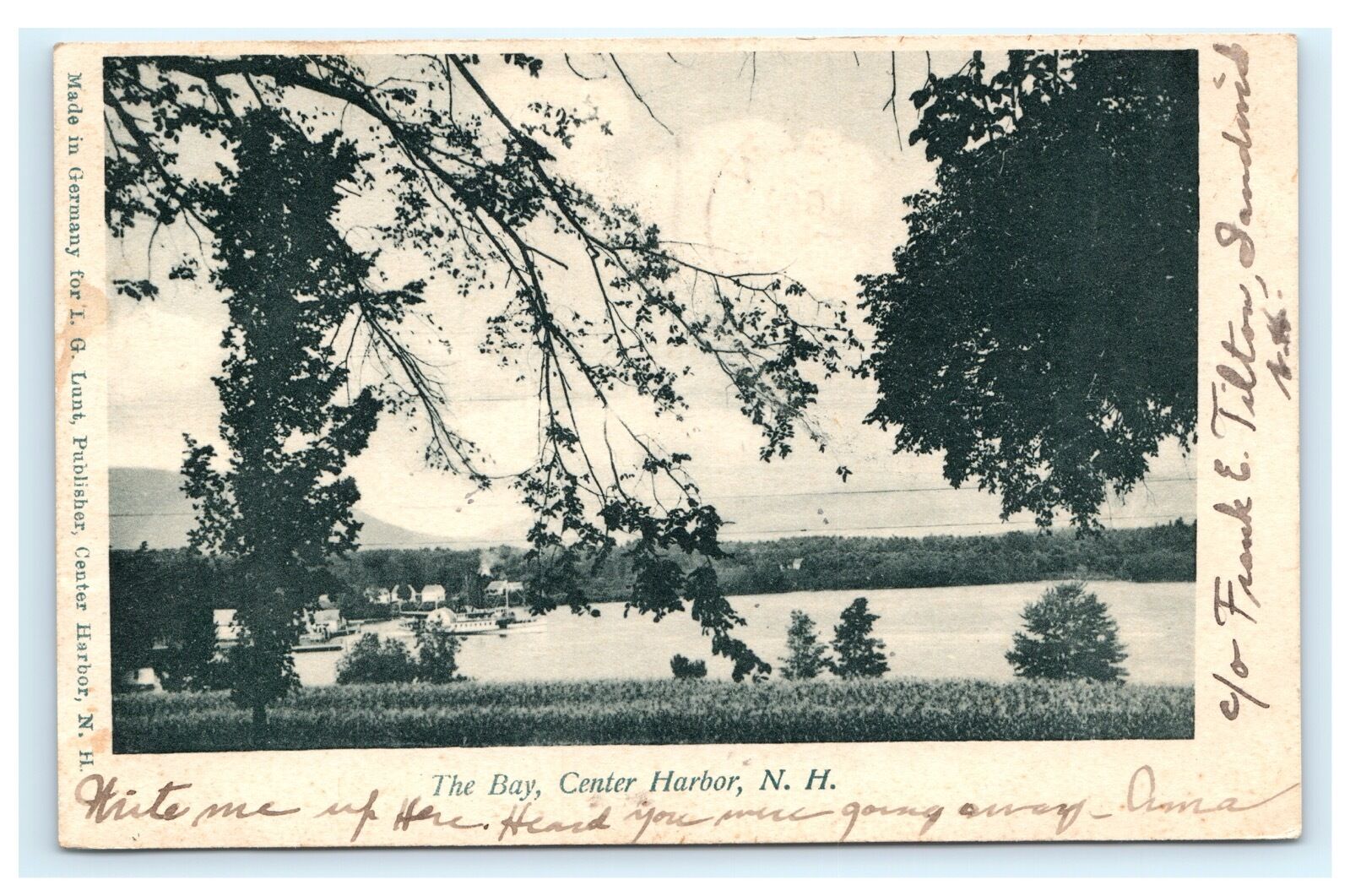The Bay Center Harbor New Hampshire NH UDB Postcard 1907 Lake Winnipesaukee