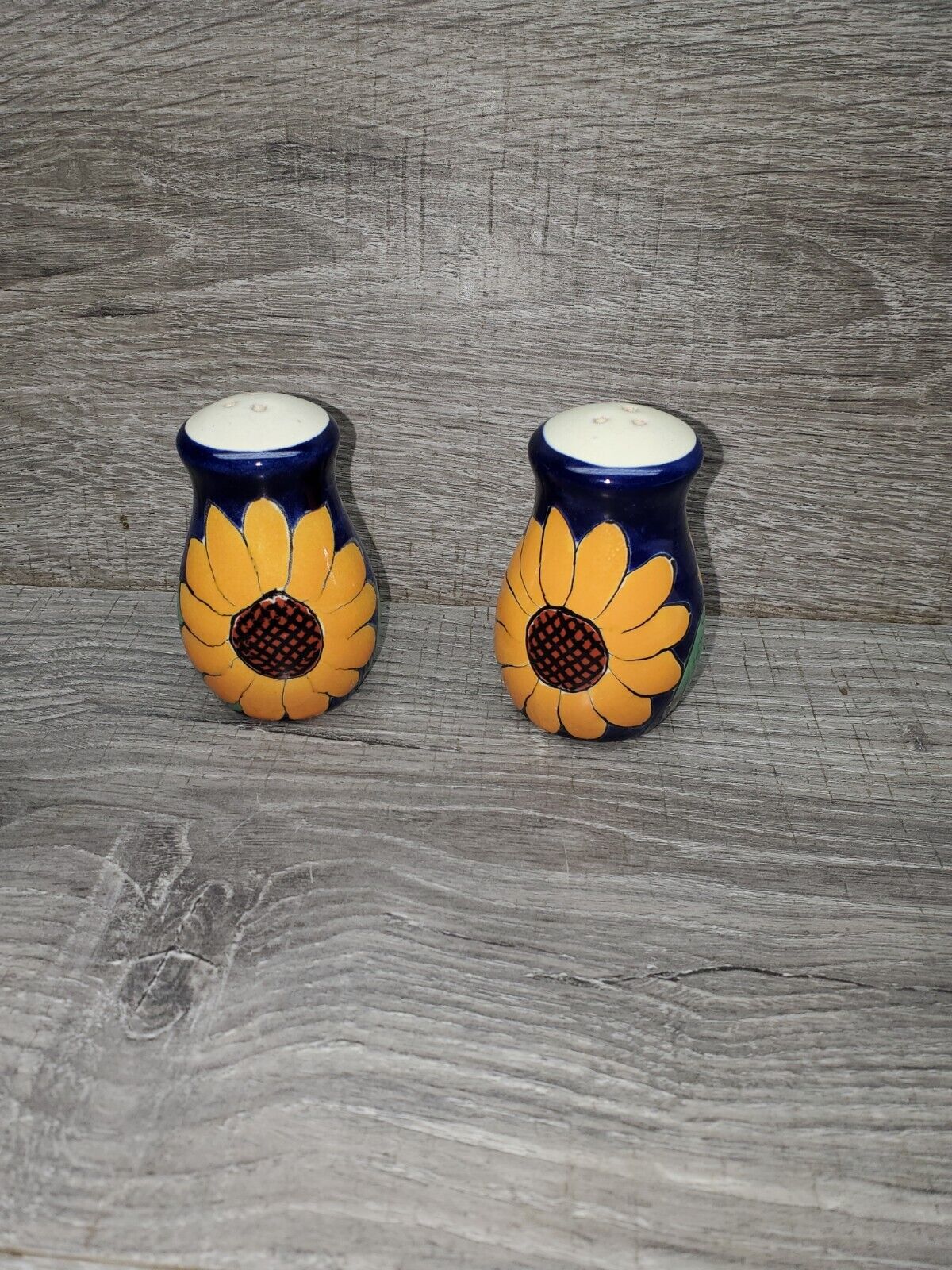 Lead Free Mexico Garay Mexican Pottery  Handpainted Poppy Salt & Pepper Shakers.