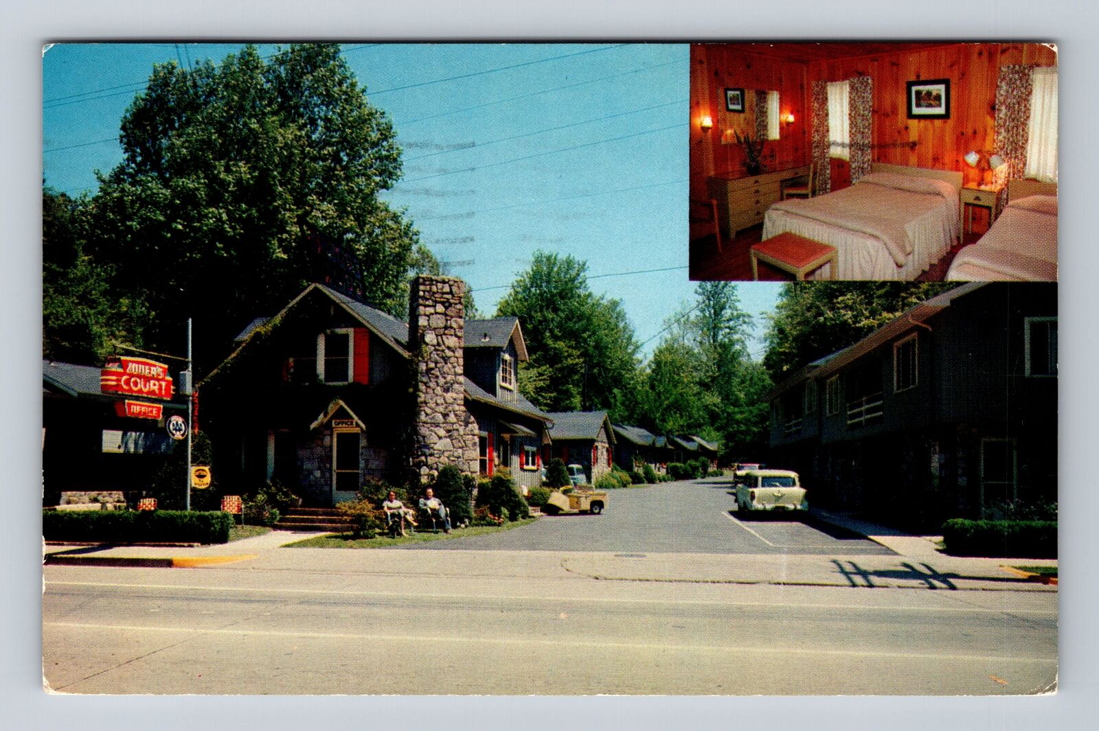Gatlinburg TN-Tennessee, Zoders Court Advertising Antique Vintage c1958 Postcard