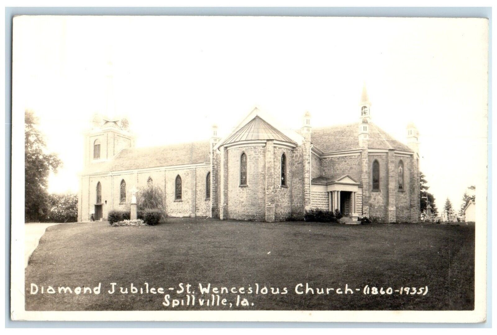 c1940's Diamond Jubilee St. Wenceslous Church SpillviIle IA RPPC Photo Postcard