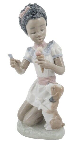 LLADRO Retired Black Legacy Girl Sharing Sweets Figurine #5836