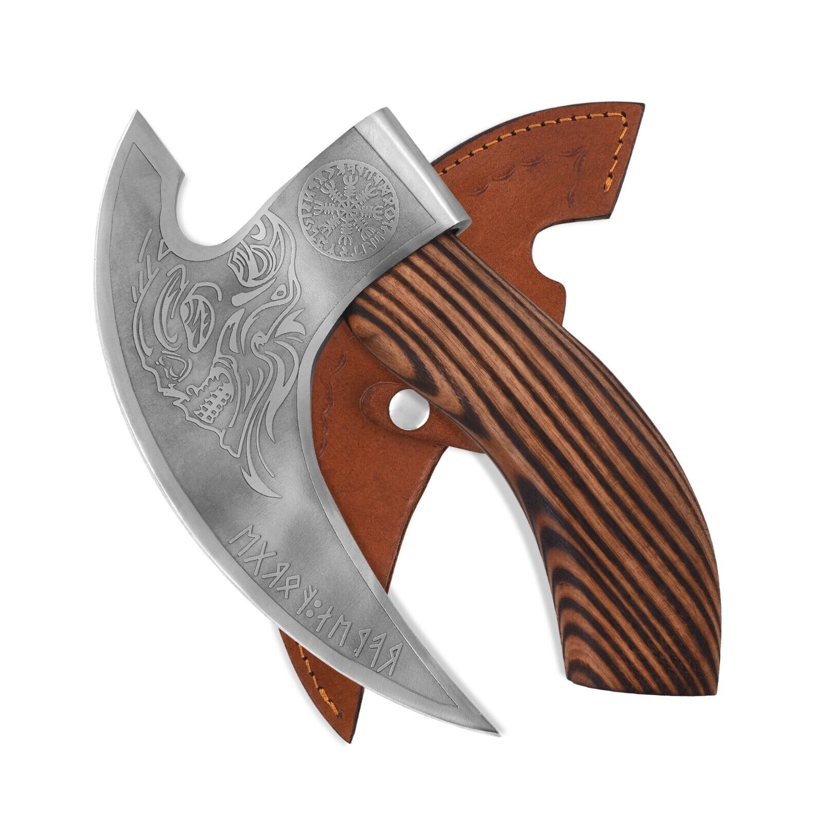 Pizza Axe Viking Pizza Cutter Stainless Steel Damascus Axe With Leather Pouch