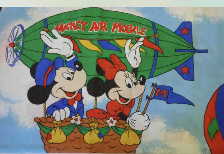 Vintage Walt Disney Mickey Mouse Air Mobile Double Sheets Set Dumbo Blimp