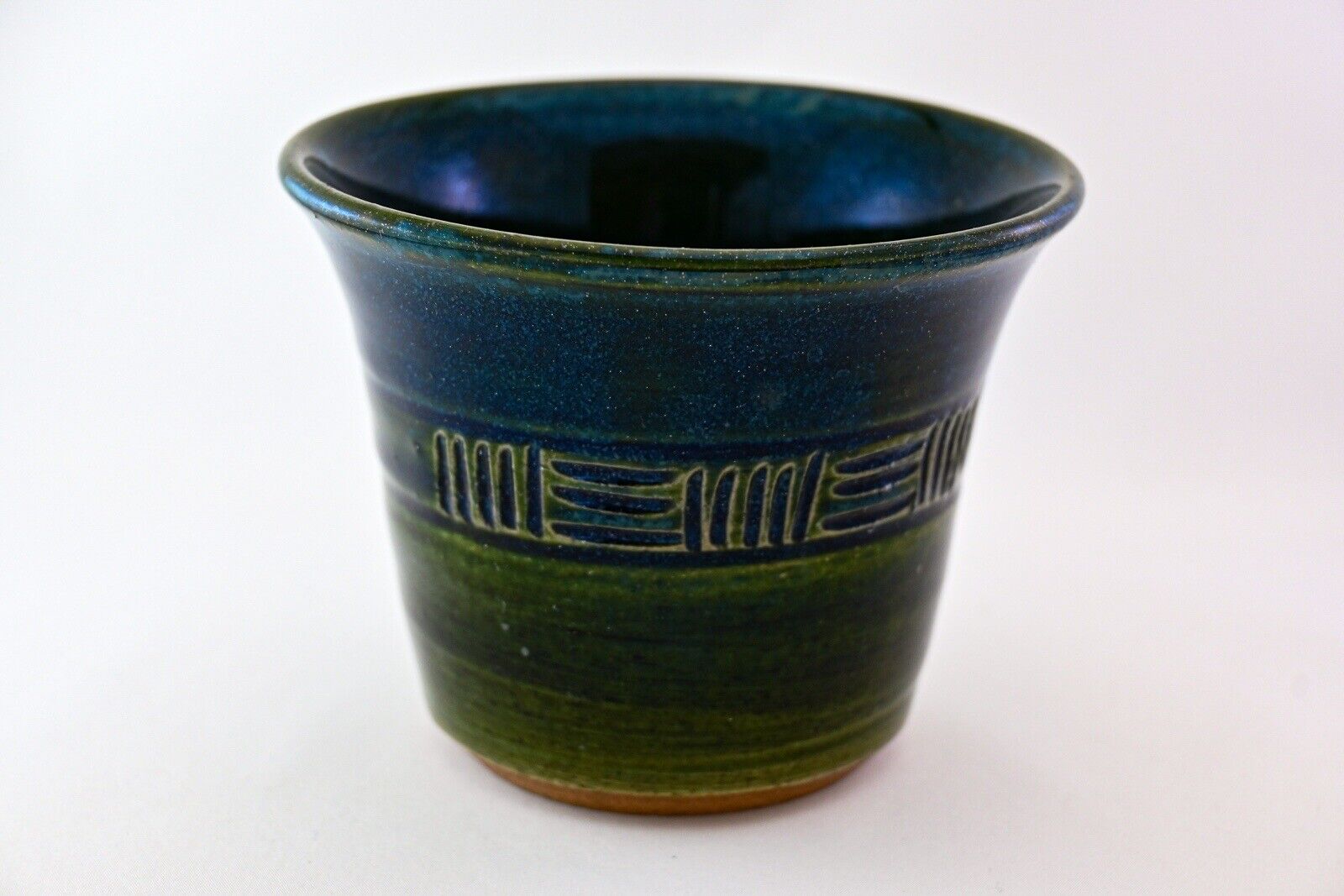 Japanese Sake Cup Oribe Green Engraving 260ml Seto Akazu ware Traditional Craft