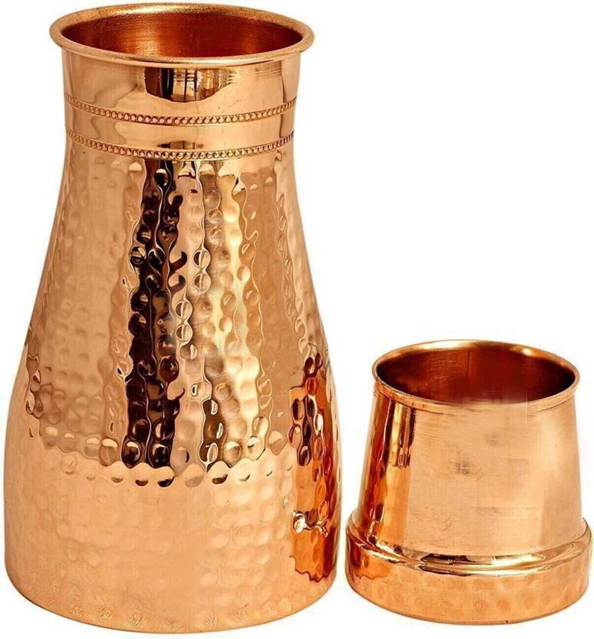 Handmade Copper Bedroom Bottle Hammered Jar Copper Tumbler 1000 ML