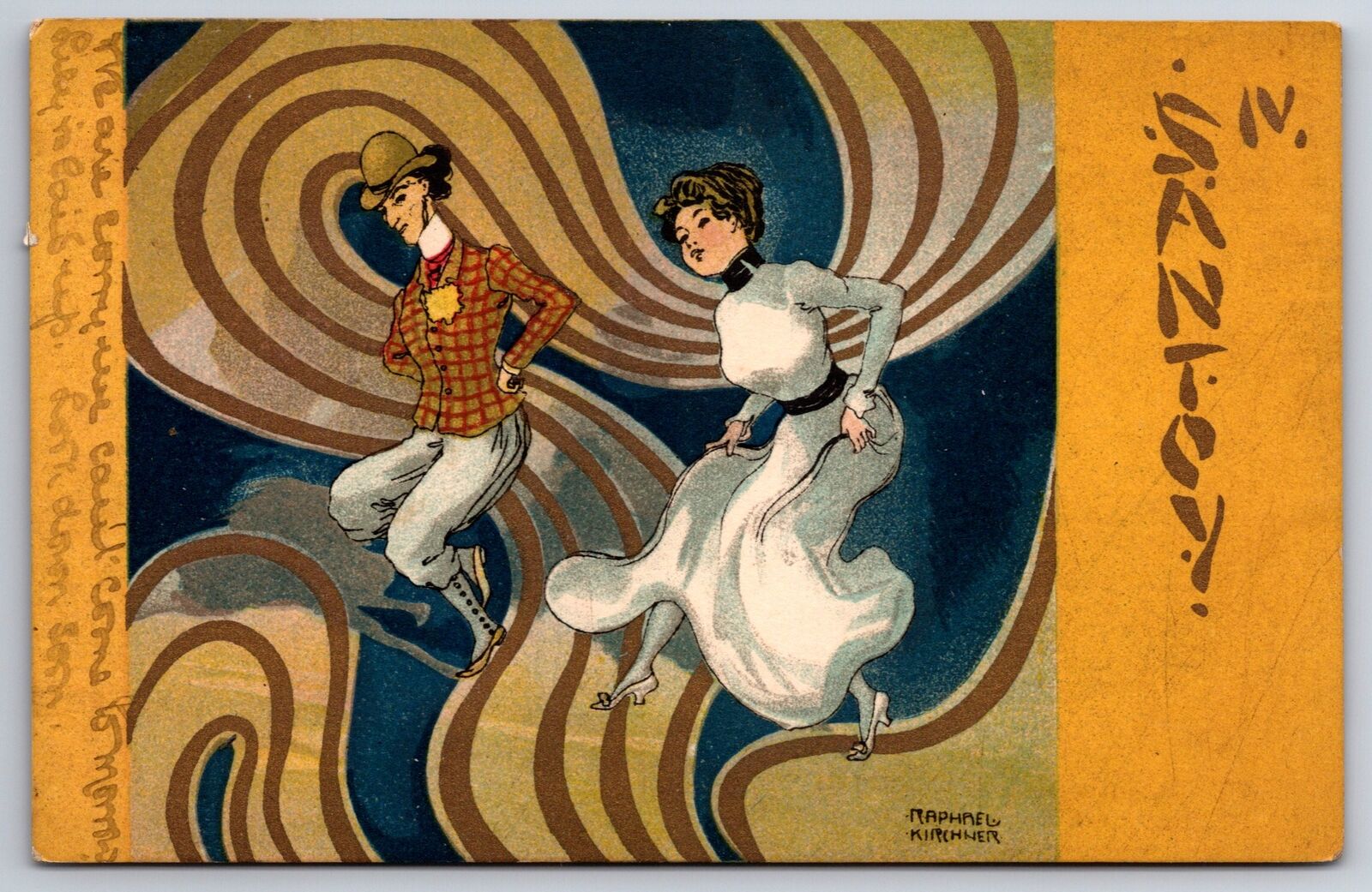 Austrian Artist Raphael Kirchner~Art Nouveau~Couple Dance~Santoy IV~c1907
