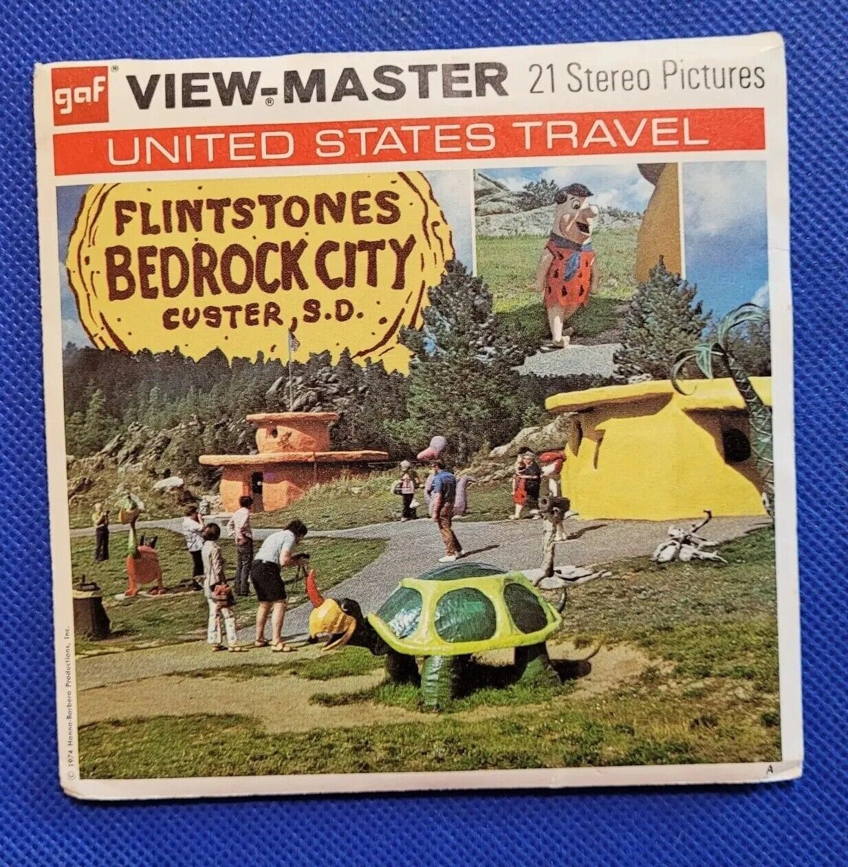 COLOR A493 Gaf Flintstones Bedrock City Custer S Dakota view-master Reels Packet