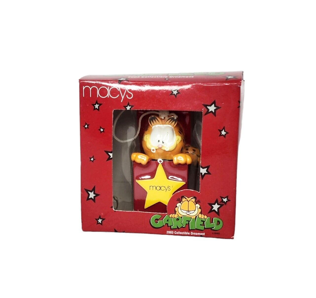 2003 Macy\'s Exclusive Garfield in a Red Box Christmas 2.5” Ornament