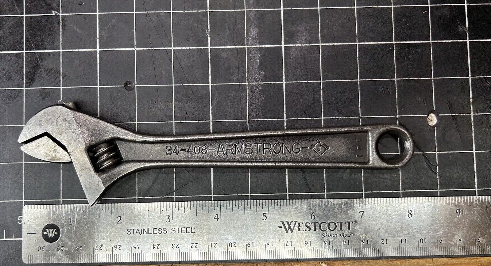 VINTAGE/ANTIQUE - ARMSTRONG 34-408 ADJUSTABLE WRENCH MADE IN USA