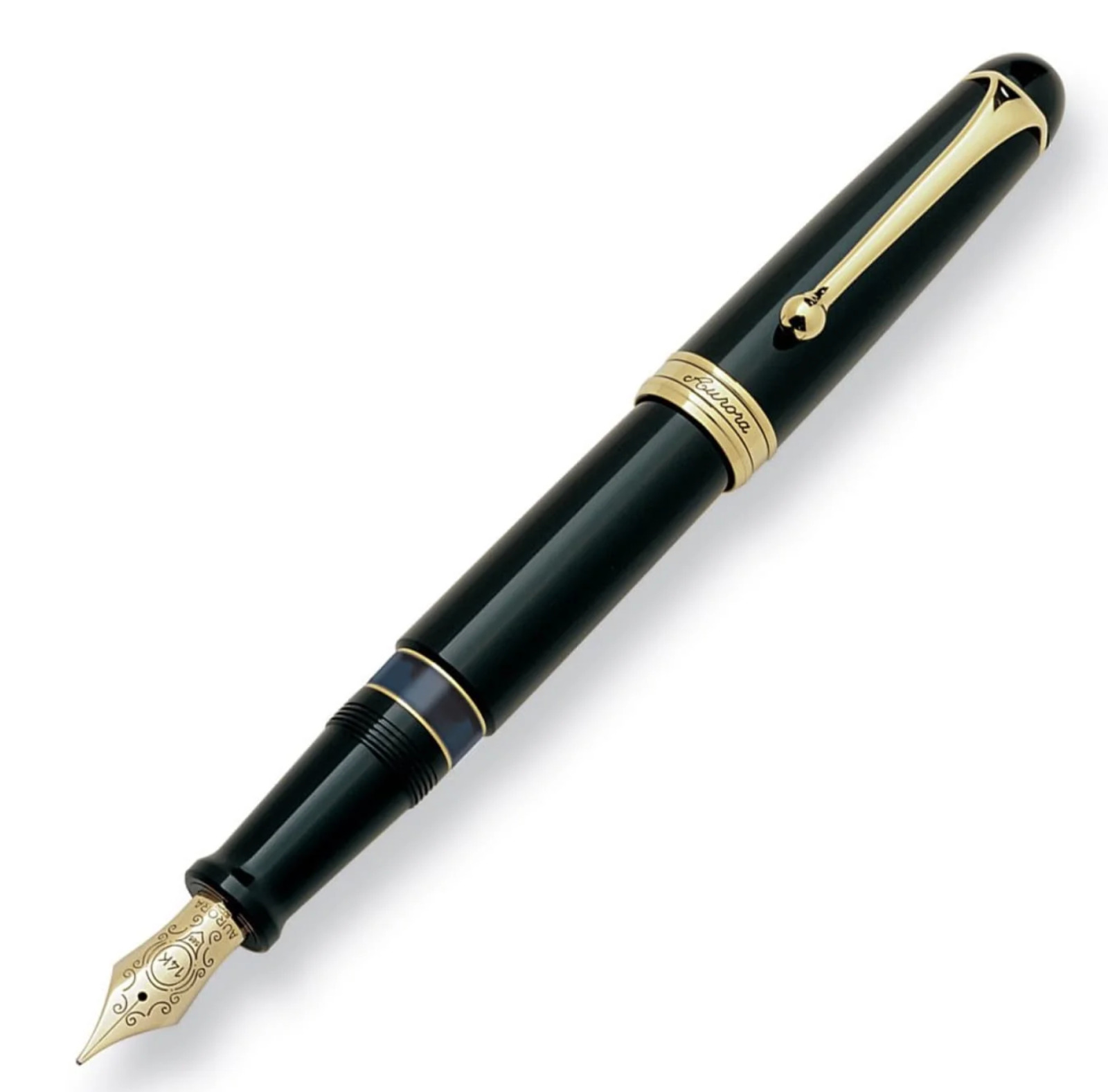 Aurora 88 800 Big Black Gold Trim Fountain Pen Piston Fill 14k Fine Nib $550 MSR