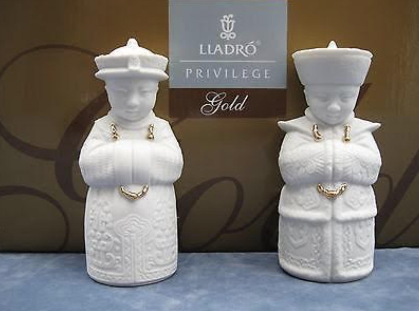 Lladro Shakers Salt Pepper Figurines Chinese Oriental White Privilege