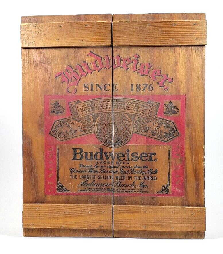 Budweiser Beer Wood Wooden Storage Crate Display Box Anheuser Busch Vintage Wall