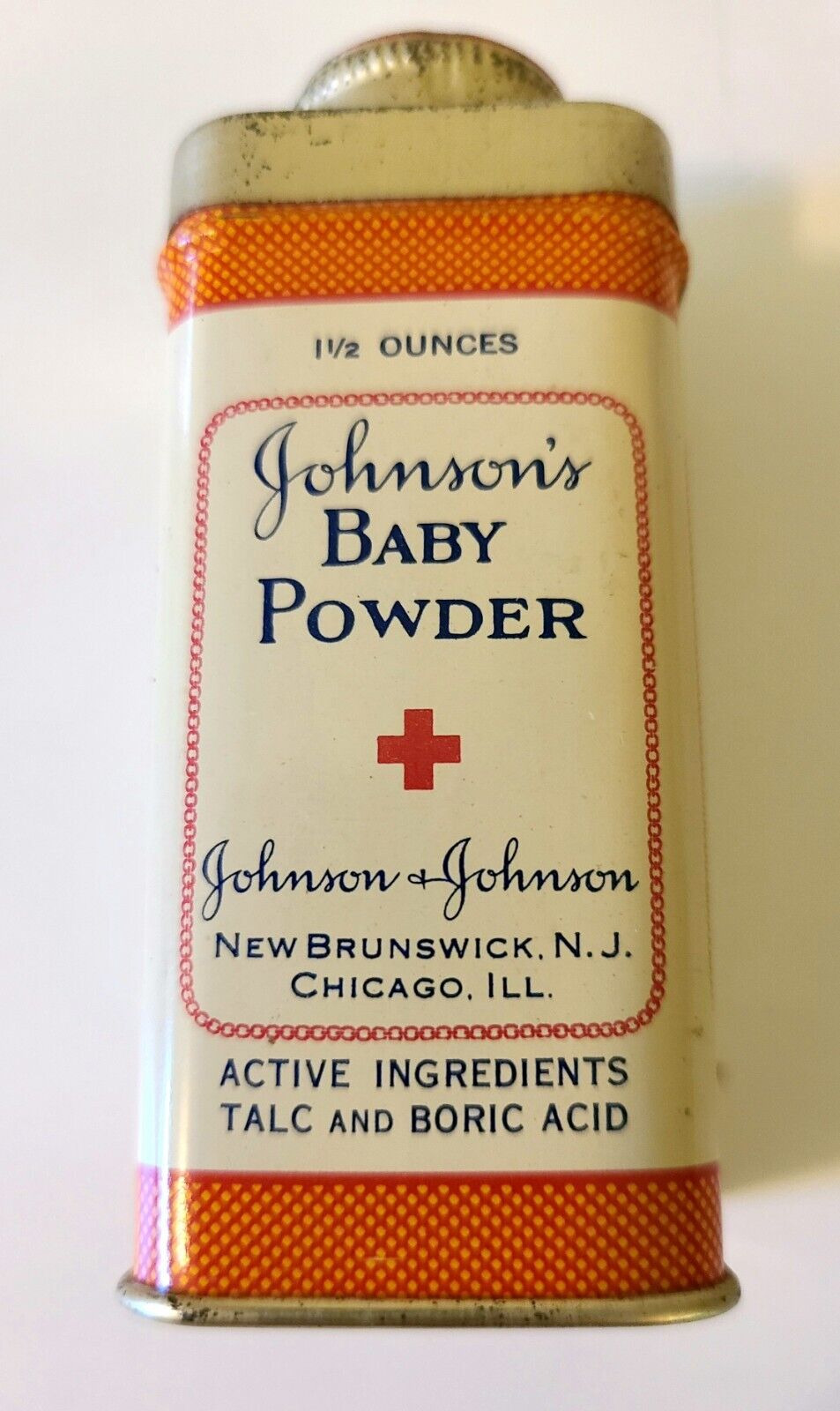Vintage Advertising Johnson\'s Baby Borated Talcum Talc Powder Square Tin 1.5 oz 