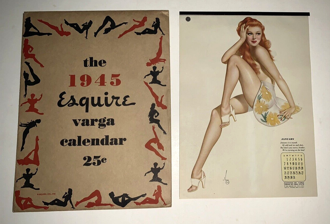 1945 Complete Esquire Vargas Girl Calendar With Envelope, WWII