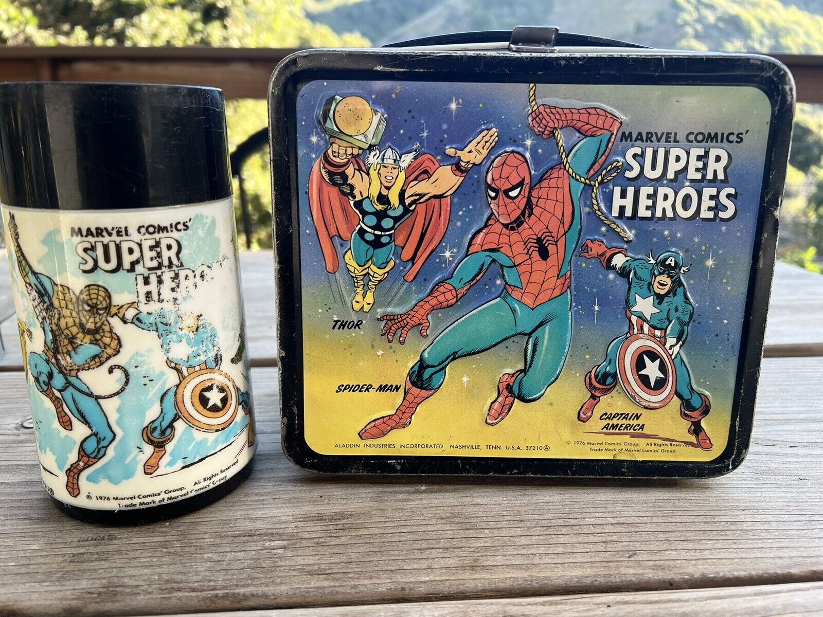 Vintage 1976 Marvel Comics Super Lunch Box With Thermos