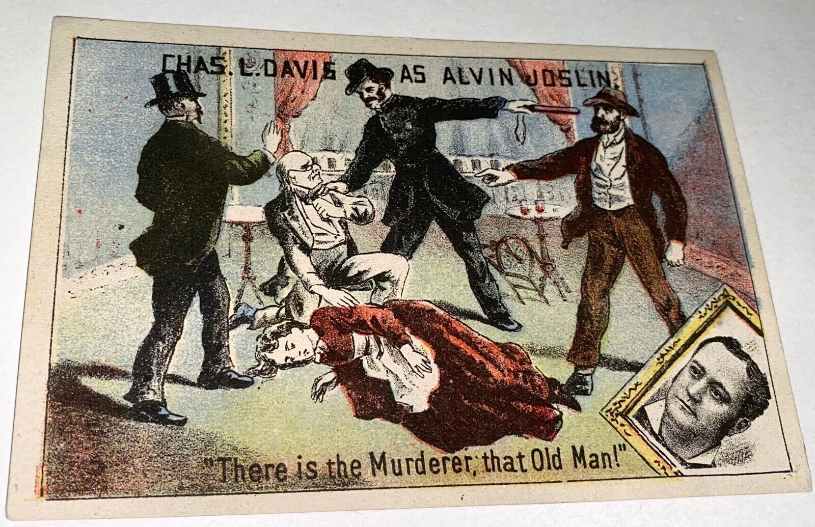 Antique Victorian American Theater Murder Uncle Joslin Advertising Trade Card