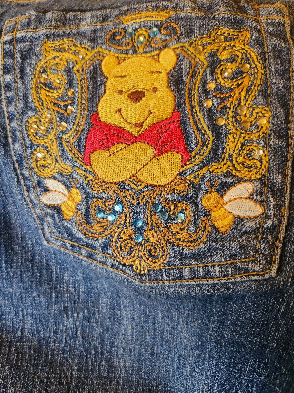 Winnie the Pooh Disney Anna denim jeans.  Embroidered, size 28
