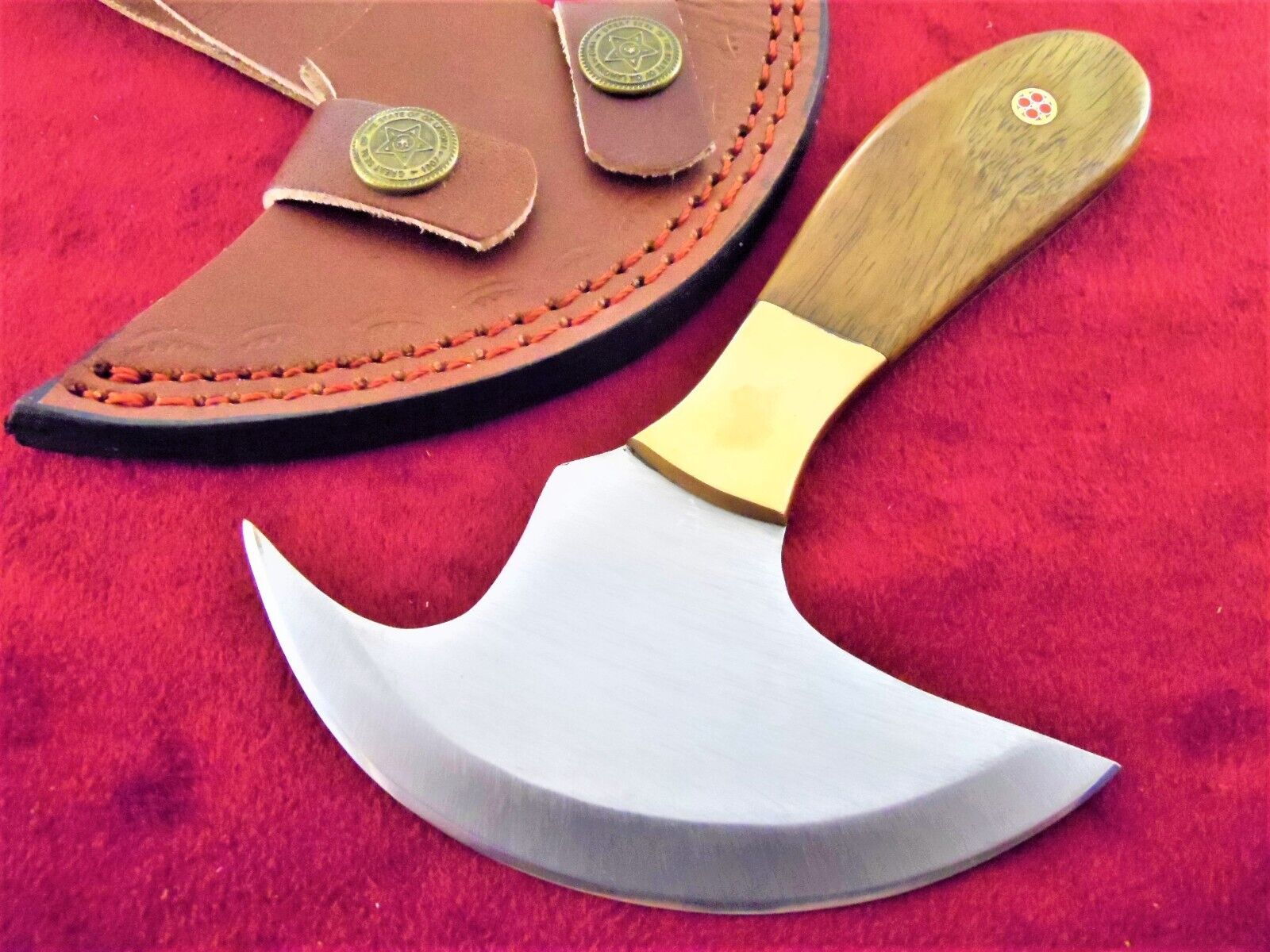Custom Handmade D2 Tool Steel Hunting, Camping, Chopping, ULU Pizza Cutter Knife