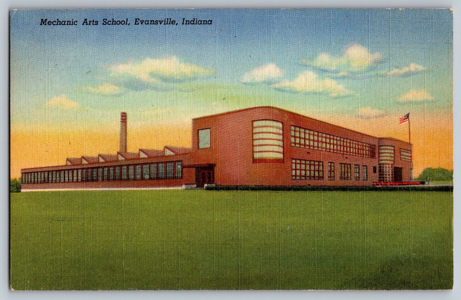 Evansville, Indiana IN - General View - Mechanic Arts School - Vintage Postcard