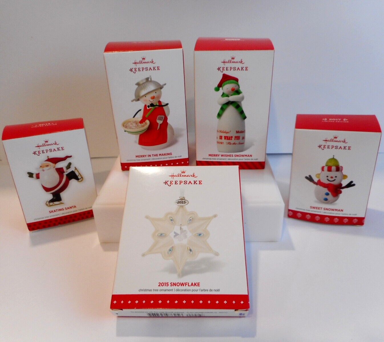 Hallmark Christmas Ornaments Lot of Five - Snowmen Snowflake and Santa 2013-2017
