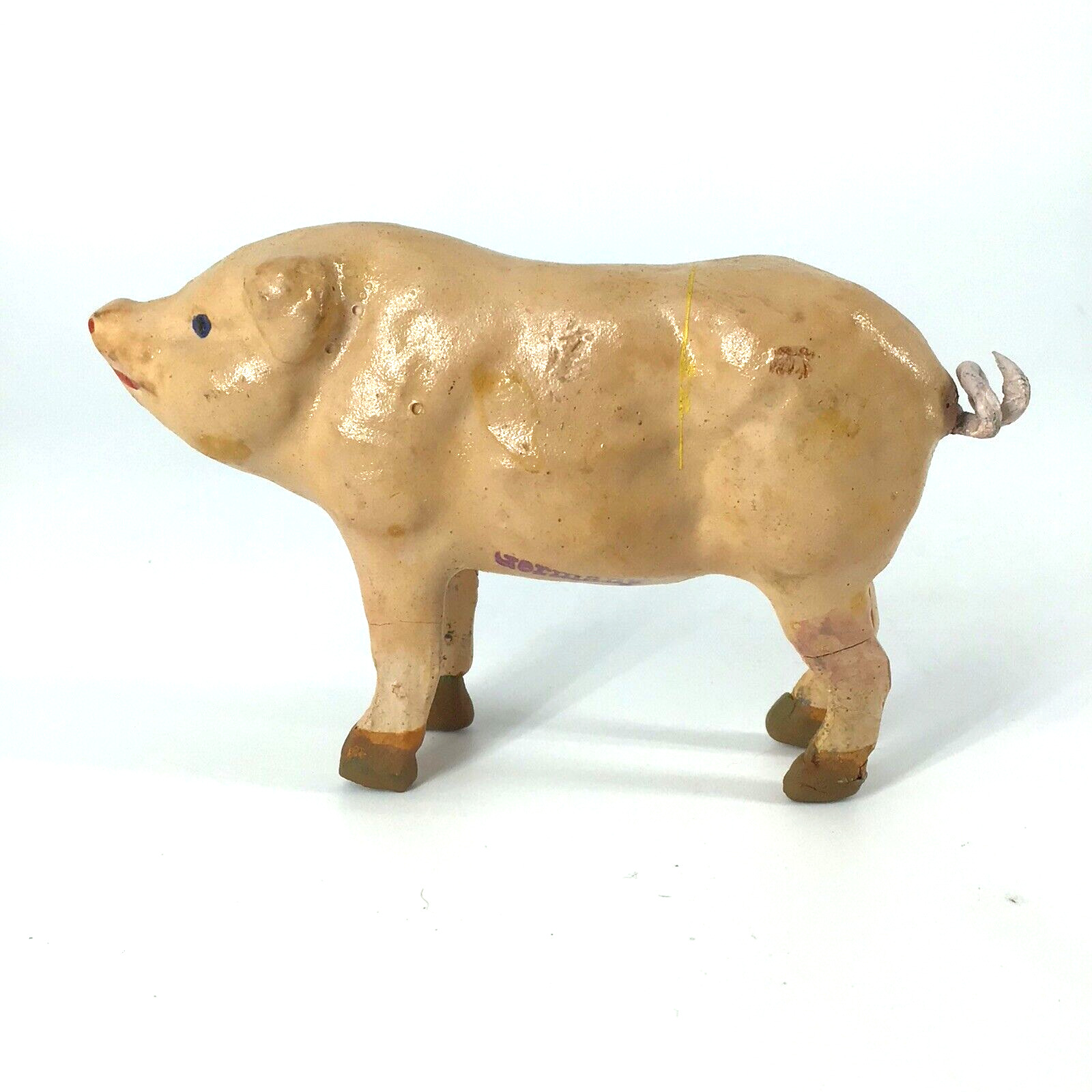 Vtg Antique German Composition Putz Farm Pig Hog Sow Stick Leg Figure