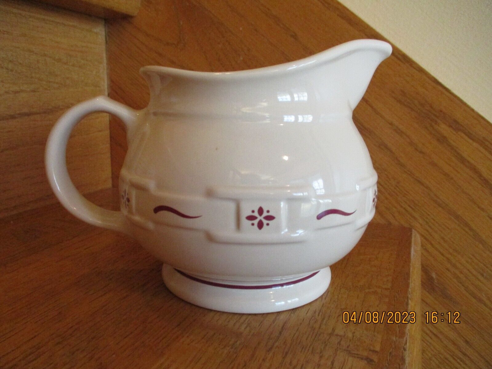 Longaberger Sauce Pitcher Traditional Red rare cute shape *shipping included*