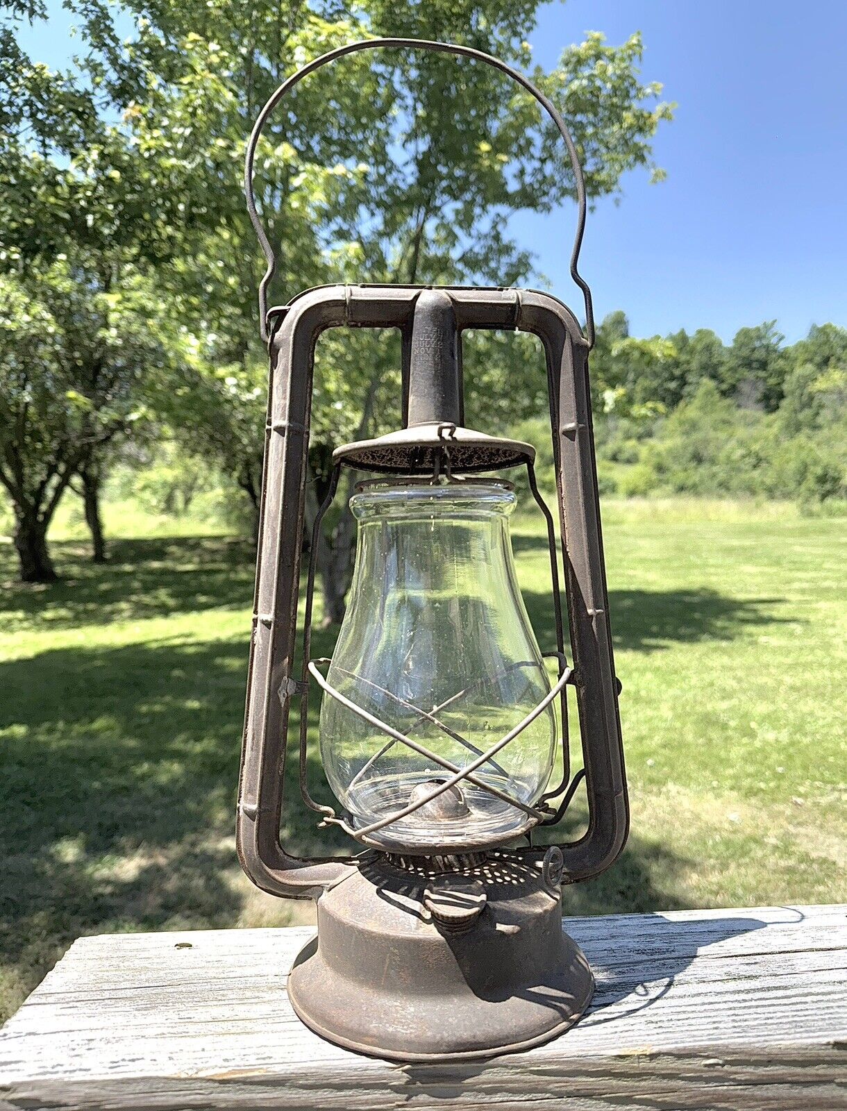 Vintage Dietz Monarch Lantern NY USA Clear Glass Globe Barn Lantern