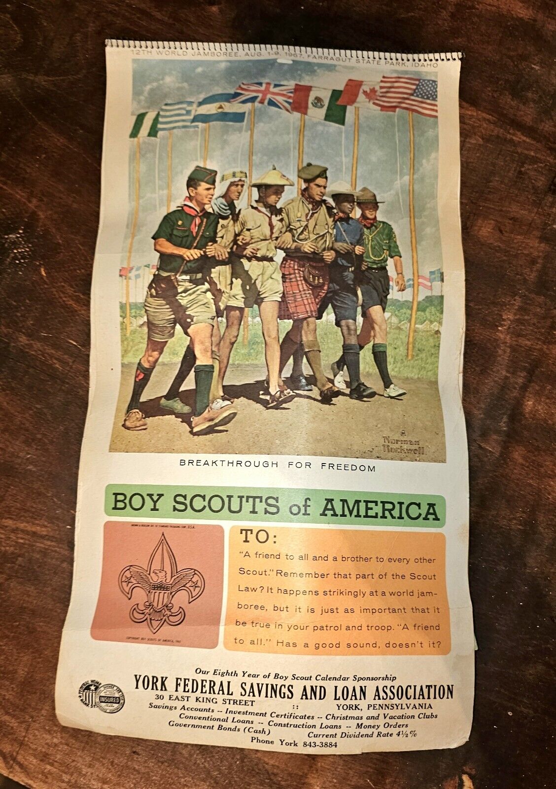 Vintage BOY SCOUTS Of America 1967 CALENDAR