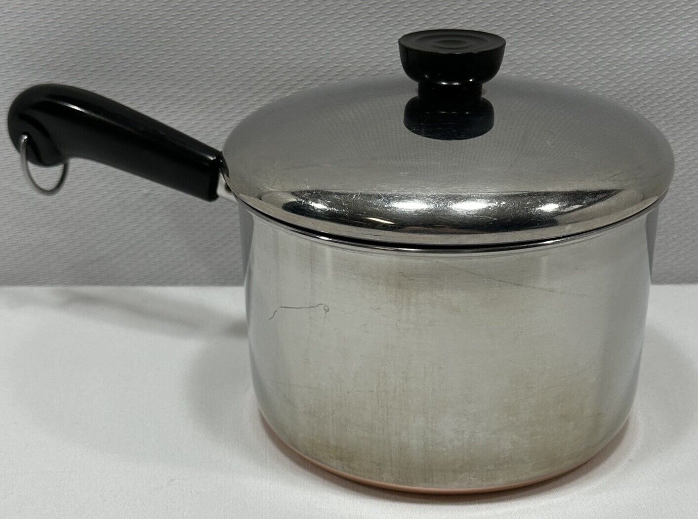 Vintage REVERE WARE 3 Qt. Copper Bottom 1801 Sauce Pan Pot With Lid Clinton ILL