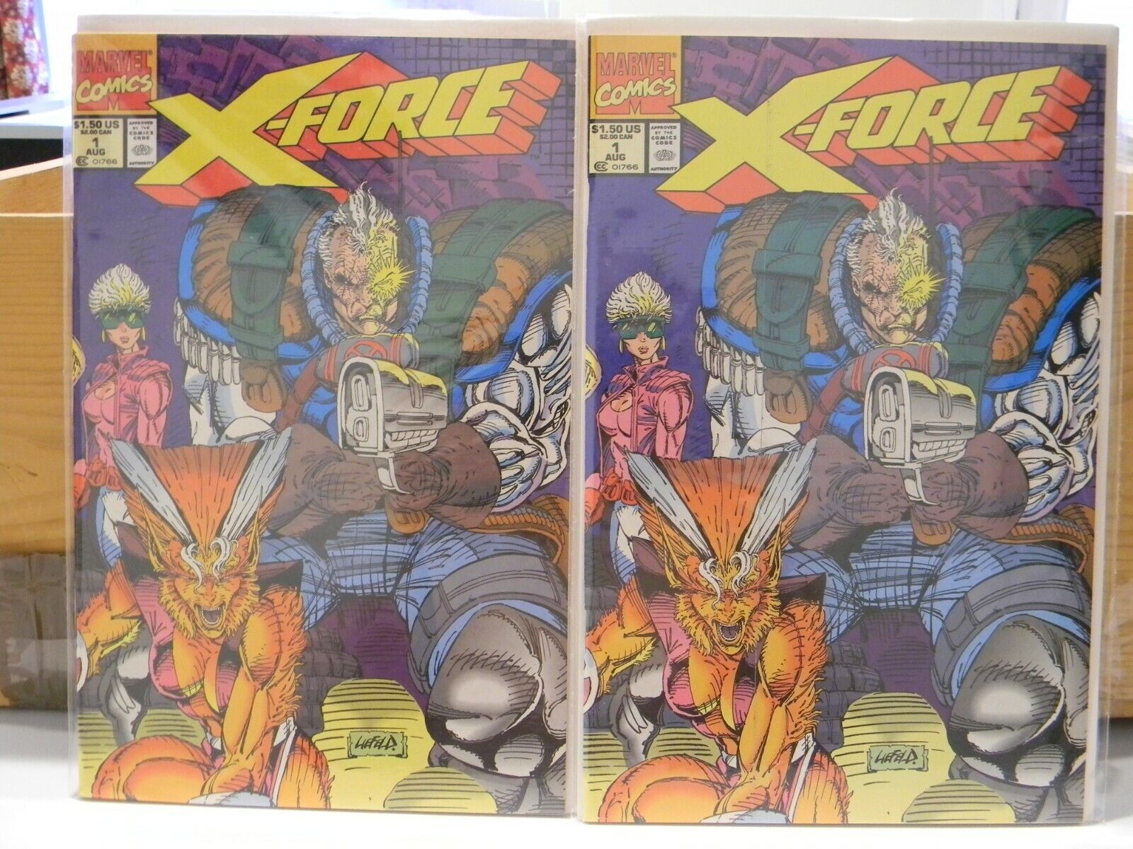 Error cover  1991 X-Force two #1s and one #2 Amazing Find Lot Marvel, Deadpool