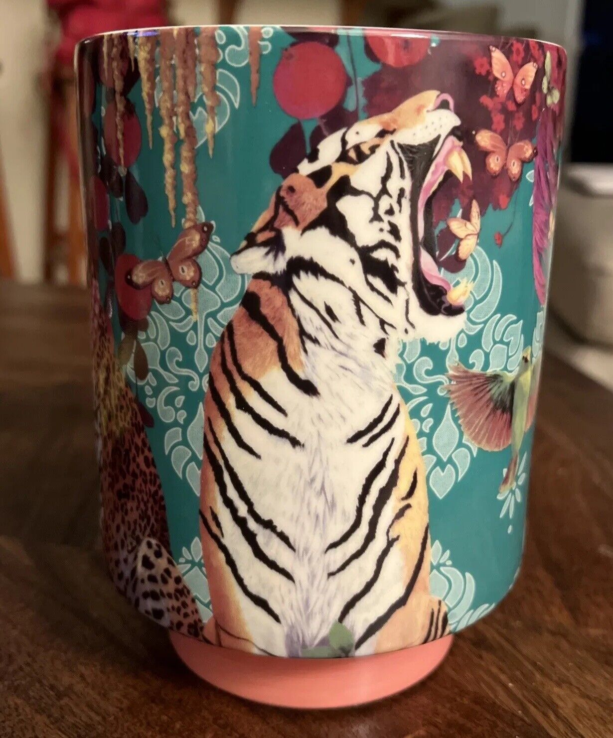 Porcelain Vase by Heather Gauthier Planter Jungle Cats NEW w Box 7” H 