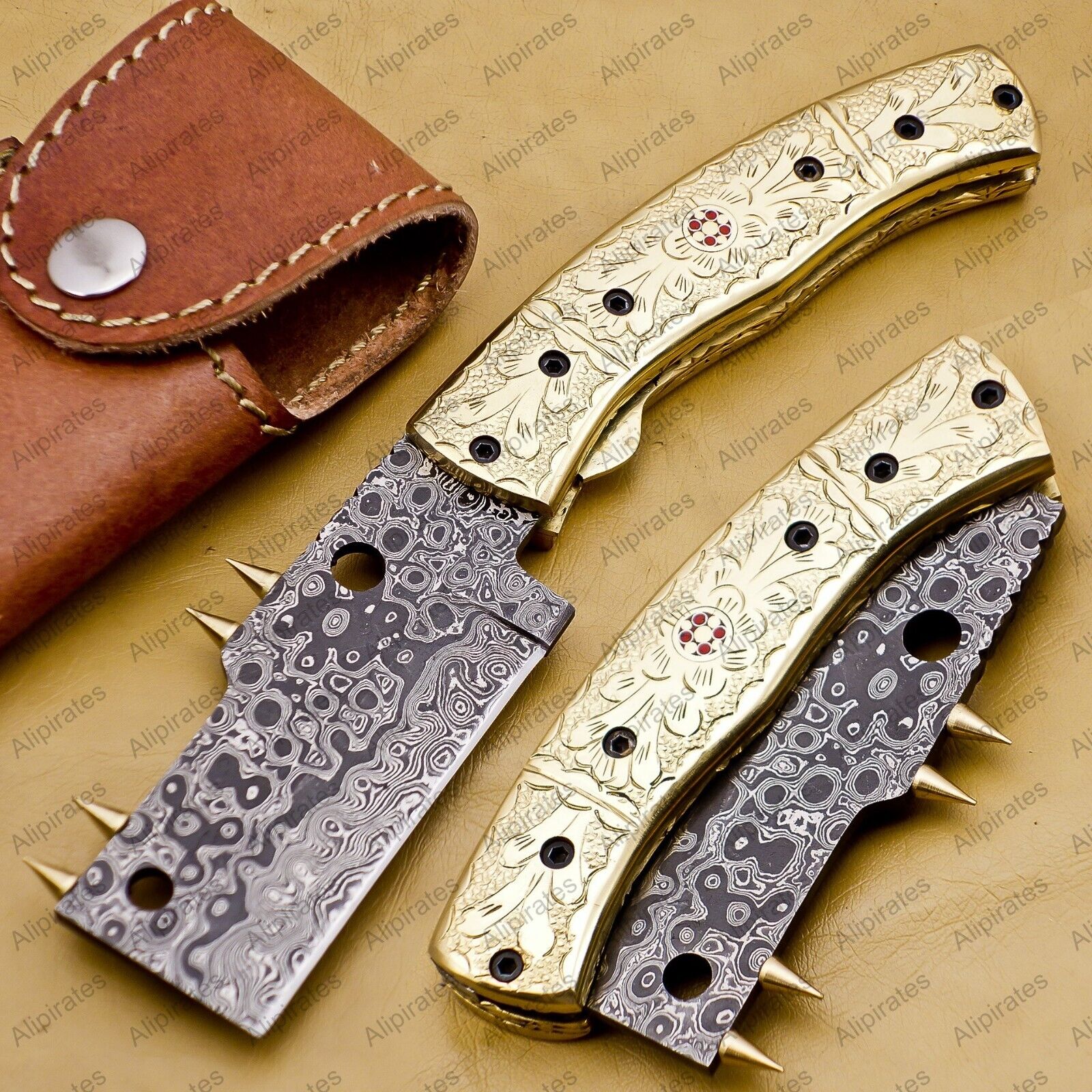Custom Hand Made Damascus Steel Folding Pocket Karambit Knife Beautiful Handle