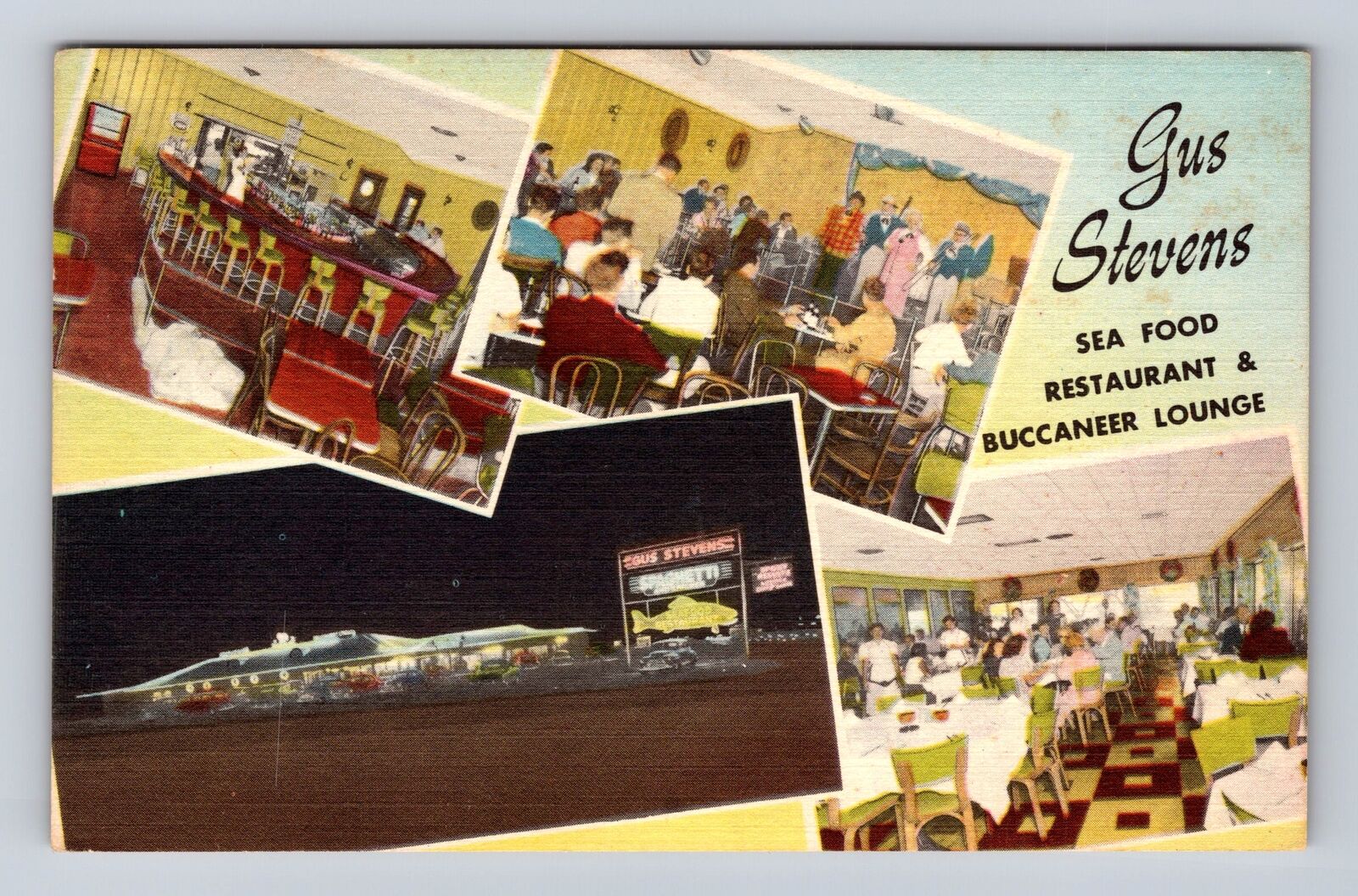 Biloxi MS-Mississippi, Gus Stevens Sea Food Restaurant, Lounge Vintage Postcard