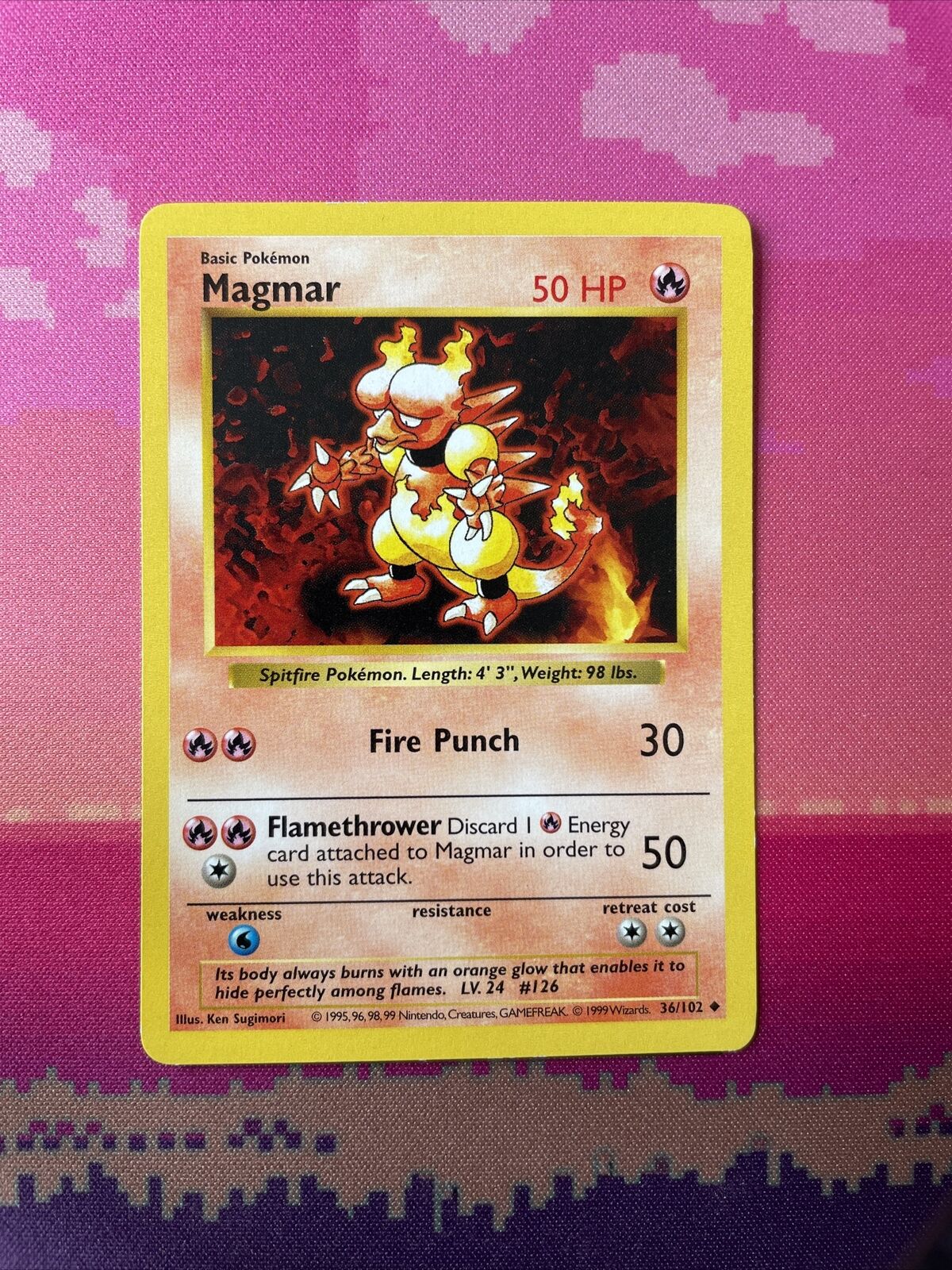 Pokemon Card Magmar Shadowless Uncommon 36/102 Near Mint Condition