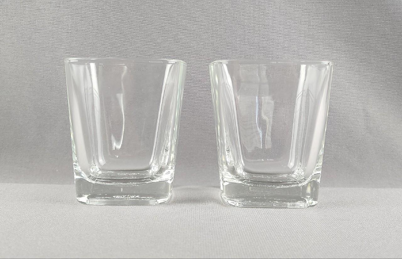 Crown Royal Old Fashioned Glasses Canadian Whisky Square (Pair) Embossed Bottom