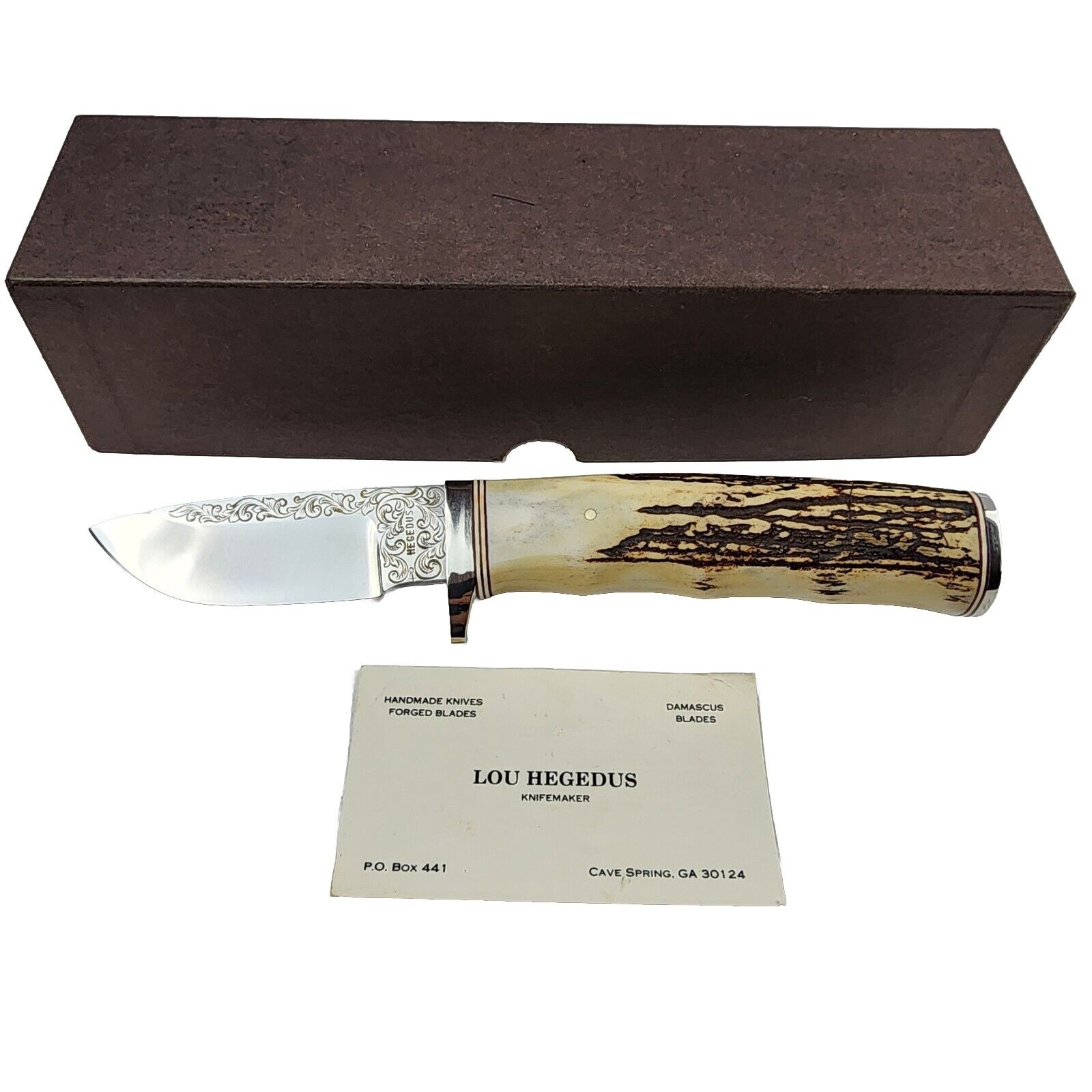RARE Custom Vintage Lou Hegedus  Stag Handle Hunting Knife, 1984
