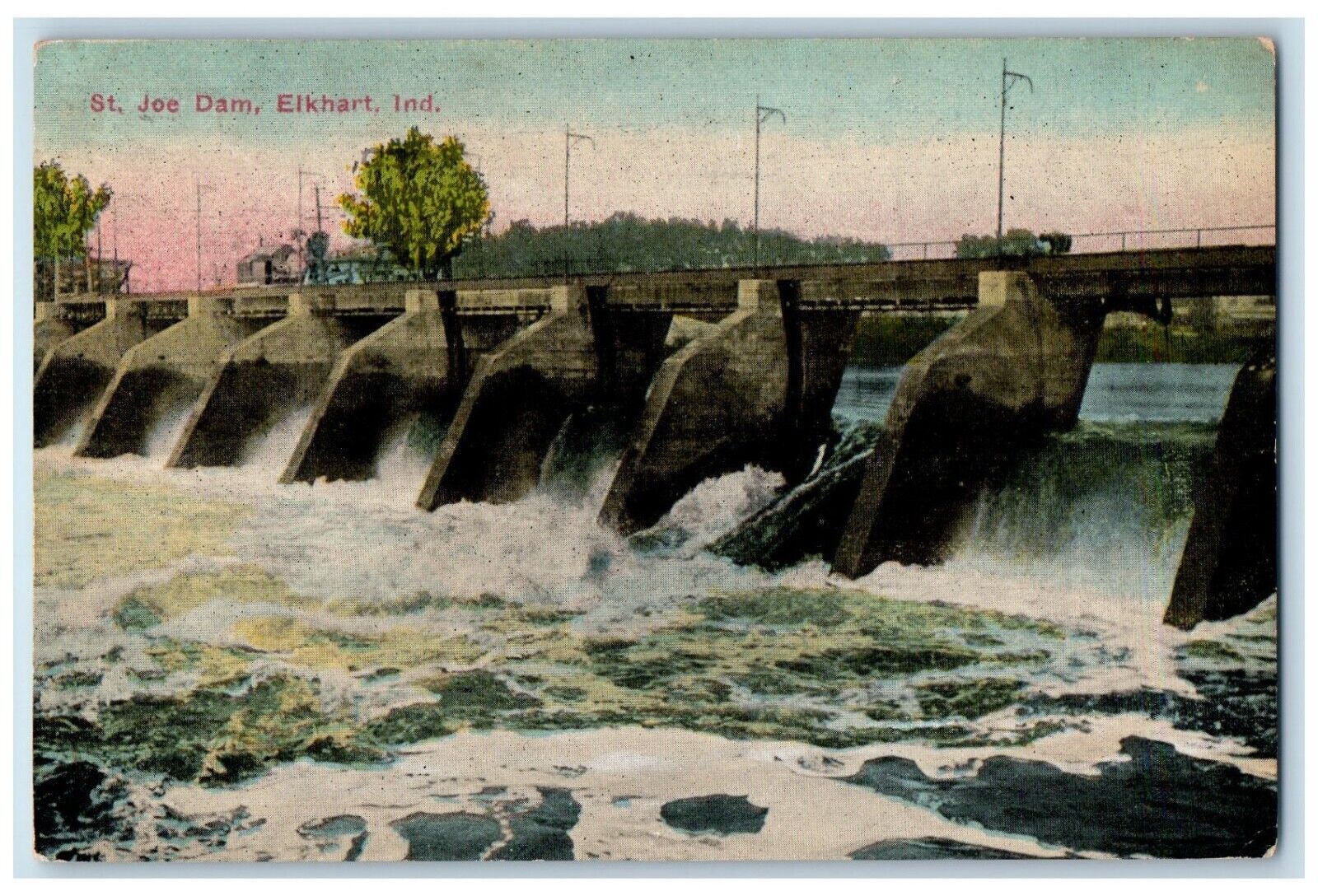 1912 St. Joe Dam Elkhart Indiana IN Posted Antique EC Kropp Co. Postcard