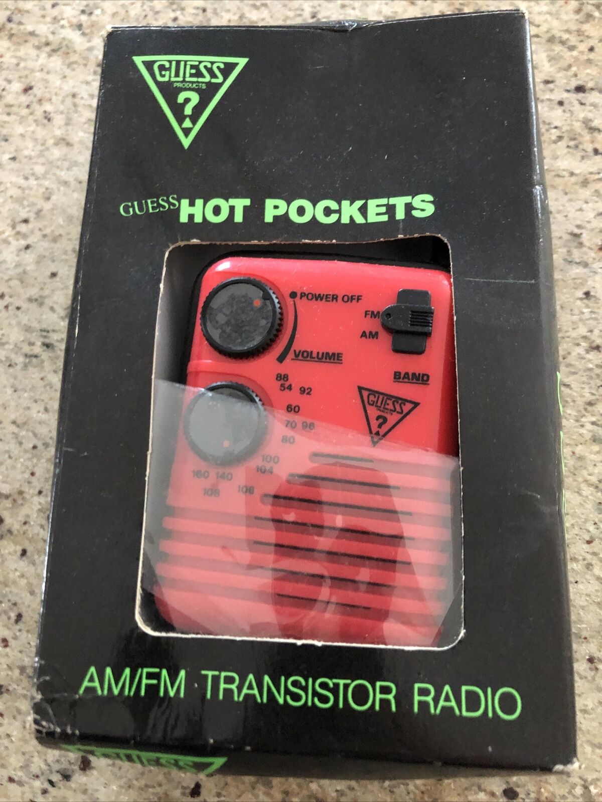 NOS Boxed Guess Hot Pockets Red AM/FM Transistor Radio 