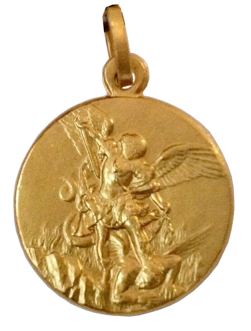 18KT SOLID YELLOW GOLD SAINT MICHAEL THE ARCHANGEL MEDAL