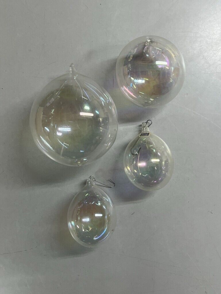 Set of 4 - Antique Handmade German Democratic Republic Glass Christmas Ornaments