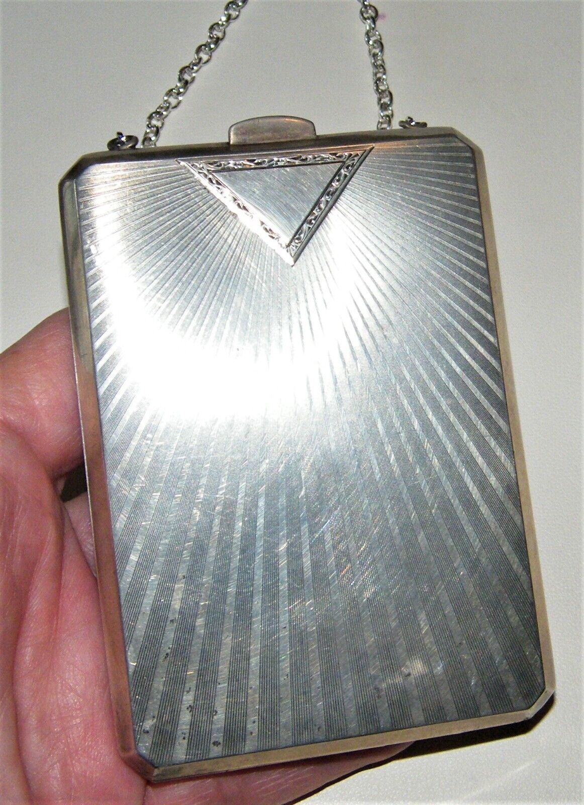 Art Deco WATROUS STERLING SILVER DANCE~PARTY PURSE Compact~Mirror~Coin~Old Photo