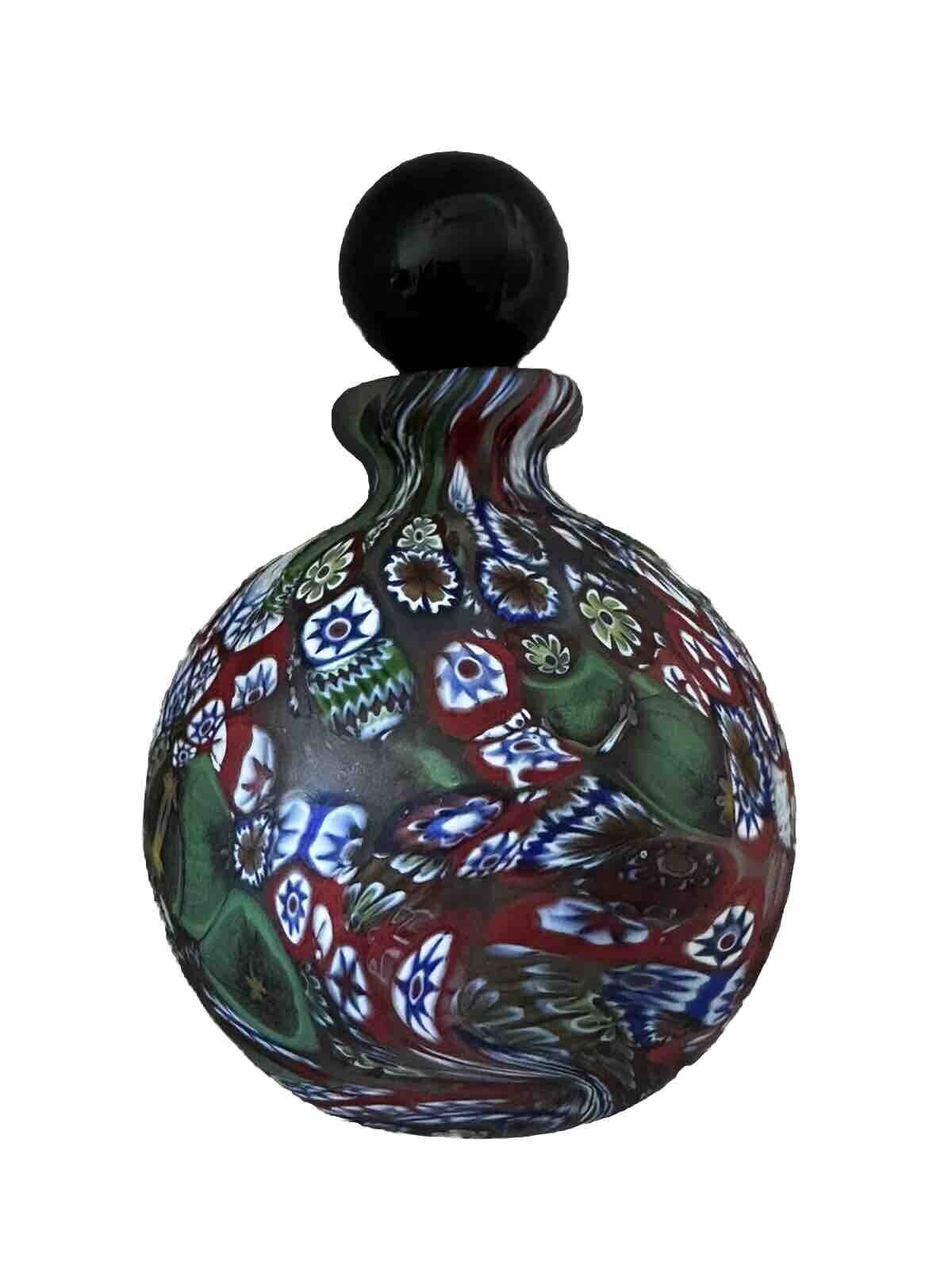 Vintage Murano Venetian MILLEFIORI Perfume Bottle Italian Art Glass Italy