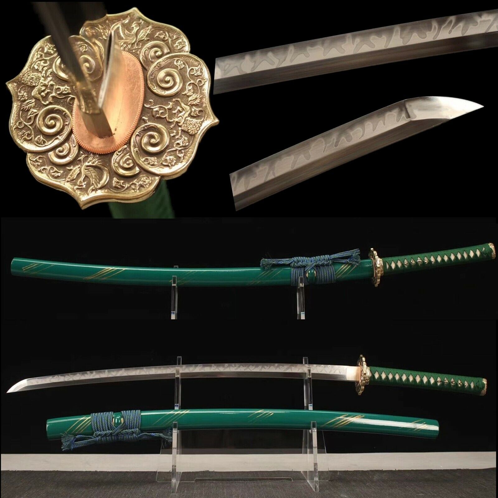 High qulaity T10 steel Clay Tempered Steel Japanese Samurai Katana Sharp Sword