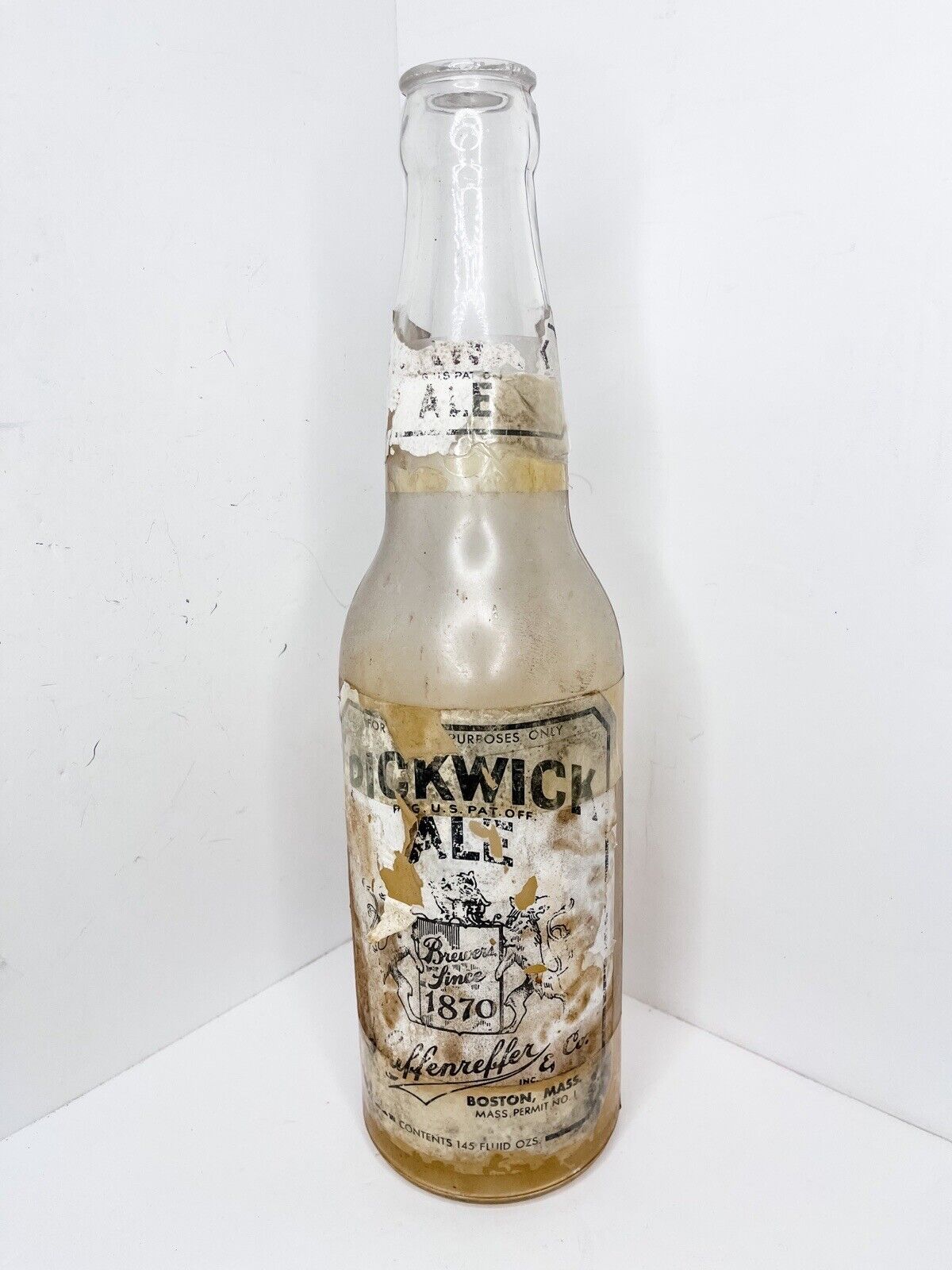 Pickwick Ale Large Bottle Boston Mass 19.5\