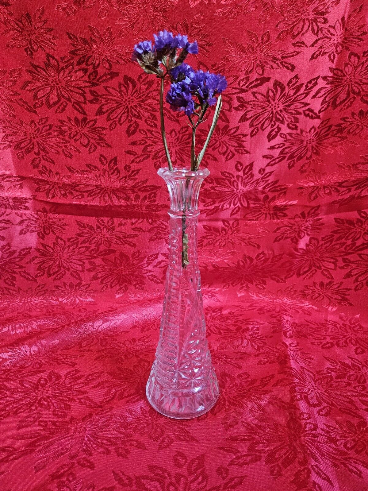 Anchor Hocking Stars And Bars Crystal Vase Vintage