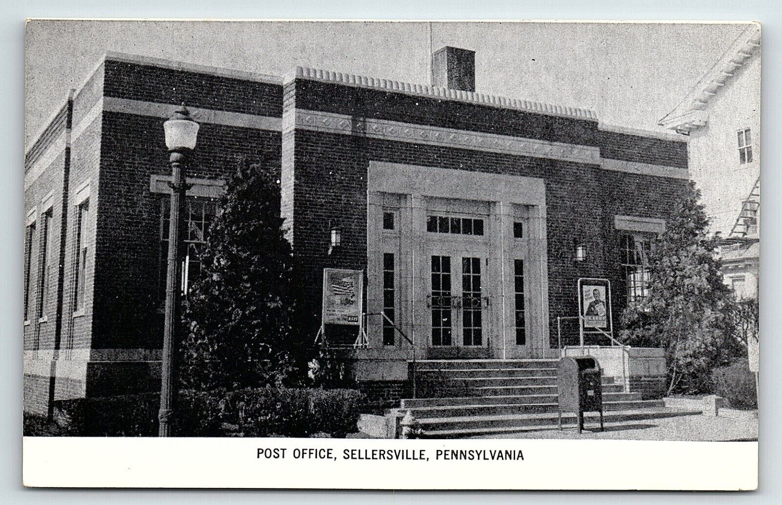 1950s SELLERSVILLE PENNSYLVANIA PA POST OFFICE UNPOSTED POSTCARD P4557