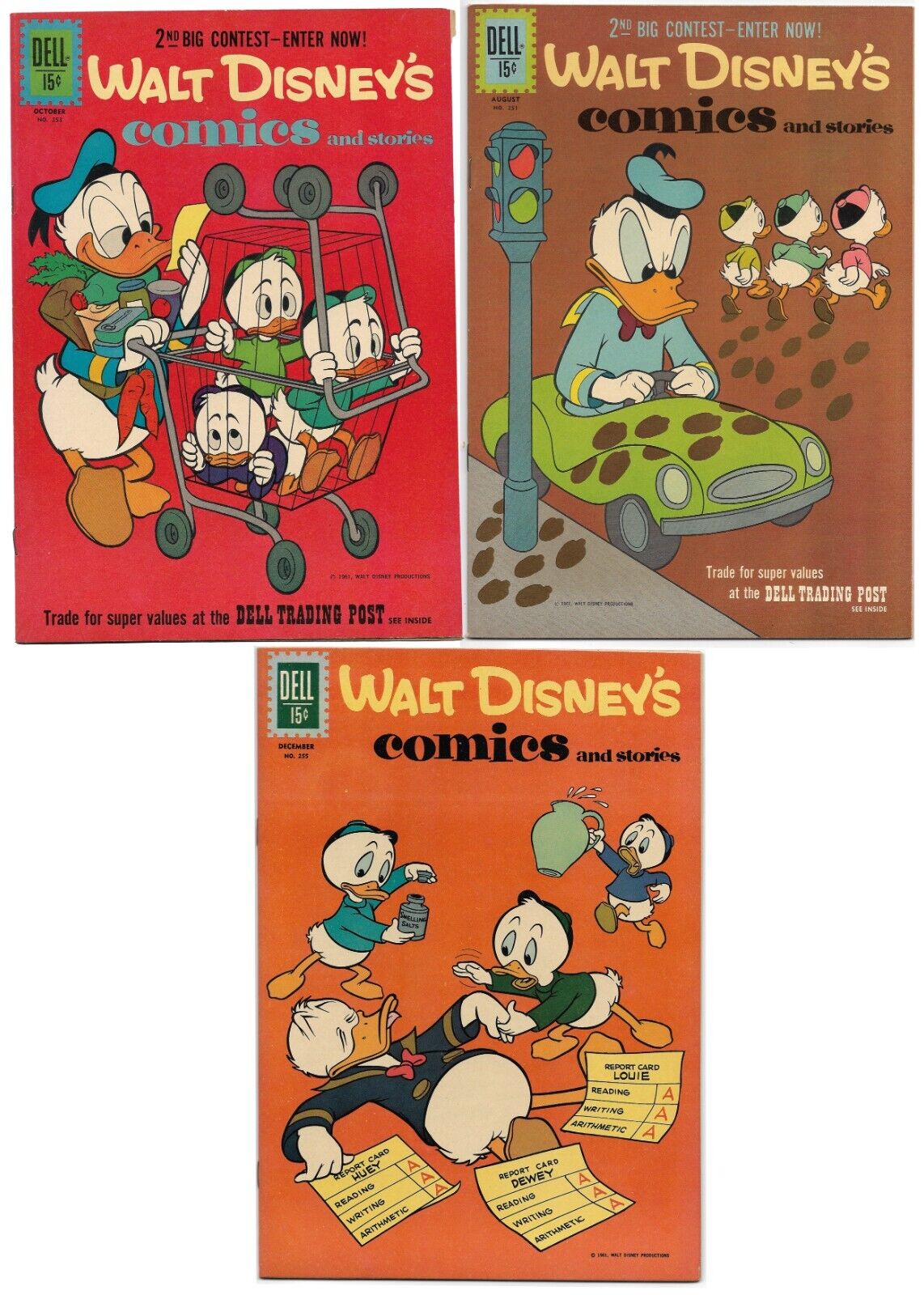 Walt Disney's Comics and Stories lot of 3 251 253 255. FILE COPIES VF or better
